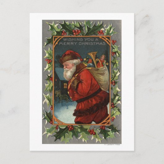 Wensend u het Vrolijke Marcheren ChristmasSanta Feestdagenkaart (Voorkant)