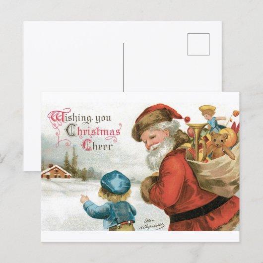 Wensend u kerstvreugde door Ellen Clapsaddle Briefkaart (Voorkant / Achterkant)