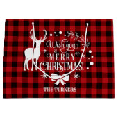 Wensend u Prettig kerstfeest Rood Buffalo Monogram Groot Cadeauzakje (Voorkant)
