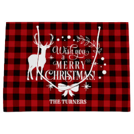 Wensend u Prettig kerstfeest Rood Buffalo Monogram Groot Cadeauzakje