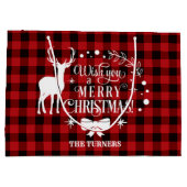 Wensend u Prettig kerstfeest Rood Buffalo Monogram Groot Cadeauzakje (Achterkant)