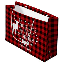 Wensend u Prettig kerstfeest Rood Buffalo Monogram Groot Cadeauzakje