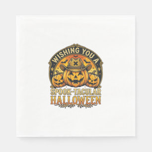 Wensend u Spook Taculair Halloween Pompoenen Cowbo Servet