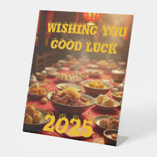 Wensend u veel succes in 2025 reclamebord met voetstuk