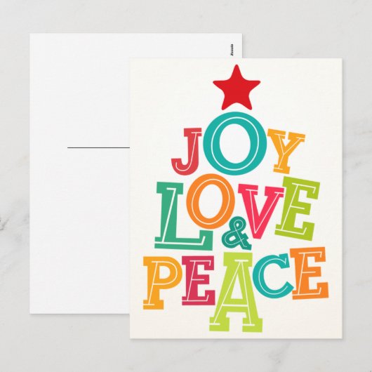 Wensend u Vreugde, Liefde & Vrede dit seizoen! Feestdagenkaart (Voorkant / Achterkant)