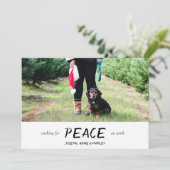Wensend Vrede op Aarde Foto Modern Minimalistisch Feestdagenkaart (Staand voorkant)