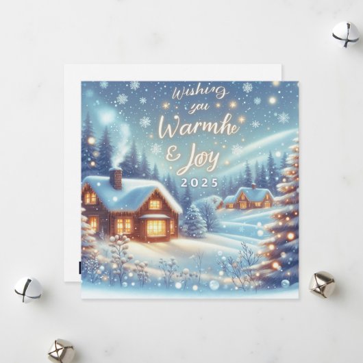 Wensend warmte en vreugde voor 2025 feestdagenkaart (Voorkant / Achterkant in situ)