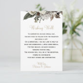 Wensende goed elegante witte pioenen winter bruilo informatiekaartje (Staand voorkant)