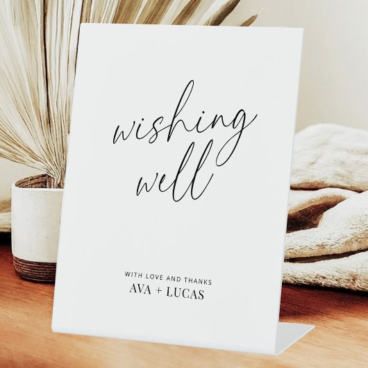 Wensende goed minimalistische script bruiloft rece reclamebord met voetstuk