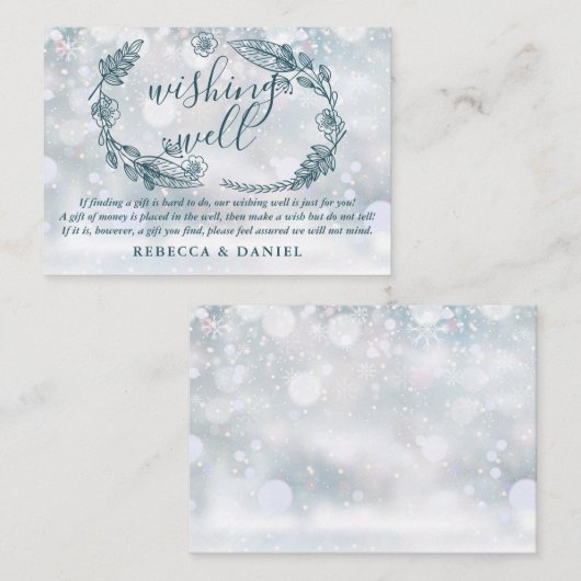 Wensende goed rustieke bloemenwinter bruiloft informatiekaartje (Voorkant / Achterkant)