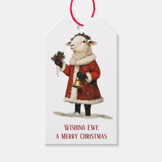 Wensende Ooi Schaap Lam Santa Cadeaubijsluiter Cadeaulabel (Voorkant)