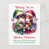 Wensende u de vrolijkste kerst anime kleuren briefkaart (Voorkant)