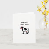 Wensende u een soepel herstel Grappige Koe Kaart (Gele Bloem)