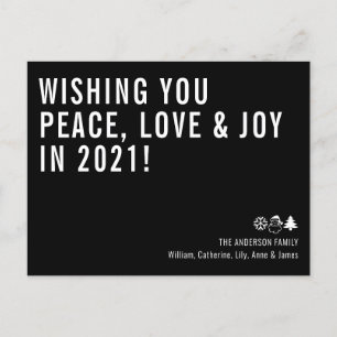 Wensende u Vrede Liefde Joy 2021 Zwart Nieuwjaar Feestdagenkaart