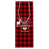 Wensende u Vrolijk Kerst Rode Buffel Monogram Wijn Cadeautas (Achterkant)
