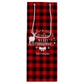 Wensende u Vrolijk Kerst Rode Buffel Monogram Wijn Cadeautas (Voorkant)