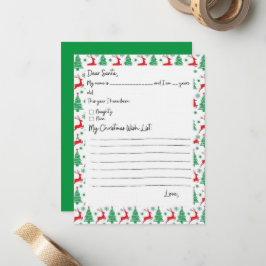 Wensenlijst voor Sinterklaas rendieren en bomen ka Notitiekaartje