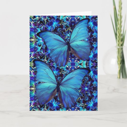 Wenskaart 2 Blue Morphos Kaart (Voorkant)