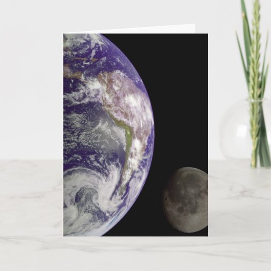 Wenskaart Aarde en Maan Kaart (Voorkant)