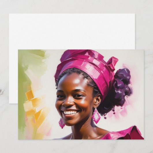 Wenskaart afrikaanse vrouw verjaardag dank u feestdagenkaart (Voorkant / Achterkant)