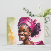 Wenskaart afrikaanse vrouw verjaardag dank u feestdagenkaart (Staand voorkant)