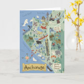 Wenskaart Anchorage Map Kaart (Gele Bloem)