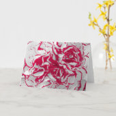 Wenskaart - anjer in rood en wit kaart (Gele Bloem)