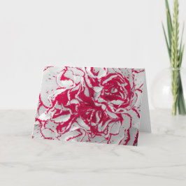 Wenskaart - anjer in rood en wit kaart