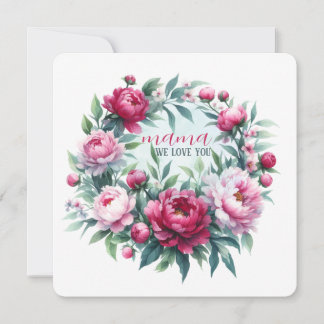 Wenskaart Art Print "mama we love you" Peonies Kaart