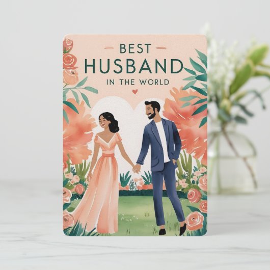 wenskaart "Beste man ter wereld" Feestdagenkaart (Staand voorkant)