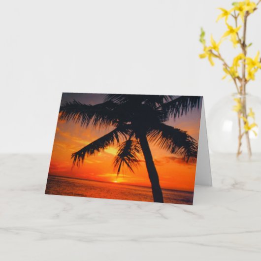 wenskaart bij zonsondergang kaart (Gele Bloem)