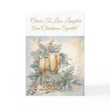 Wenskaart-Blauw & Goud Kerst Elegantie Kaart