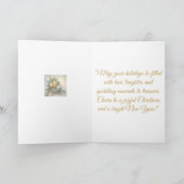 Wenskaart-Blauw & Goud Kerst Elegantie Kaart (Binnen)