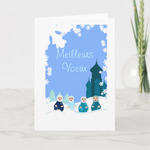 wenskaart blauwe Russische poppen Kaart