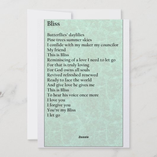 Wenskaart "Bliss" Feestdagenkaart (Achterkant)