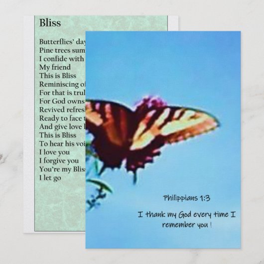 Wenskaart "Bliss" Feestdagenkaart (Voorkant / Achterkant)