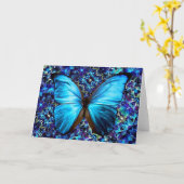 Wenskaart Blue Morpho Butterfly Paarse Orchideeën Kaart (Gele Bloem)