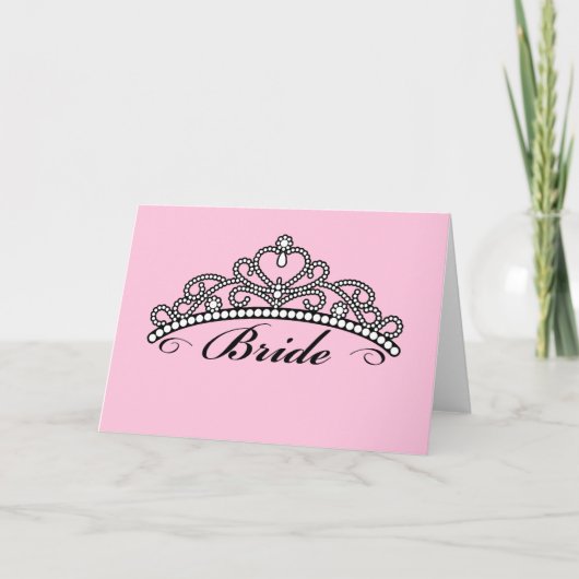 Wenskaart Bride Tiara (roze achtergrond) Kaart (Voorkant)