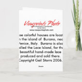 Wenskaart: Burano Bridge Kaart (Achterkant)