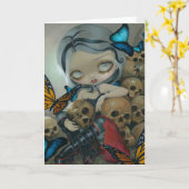 wenskaart "Butterflies" en "Botten" Kaart (Gele Bloem)