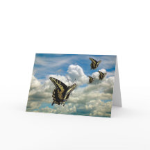 Wenskaart - Butterflies in Cloudy Sky