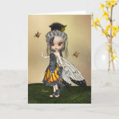 wenskaart "Butterfly Fae" Kaart (Gele Bloem)