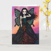 wenskaart "Butterfly Sunset" Kaart (Gele Bloem)