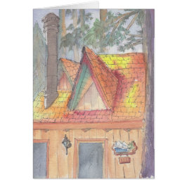 wenskaart "Cabin Waterverf Sketch/Arrowiad"