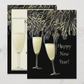 Wenskaart Champagne Flat New Year Feestdagenkaart (Voorkant / Achterkant)