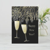 Wenskaart Champagne Flat New Year Feestdagenkaart (Staand voorkant)