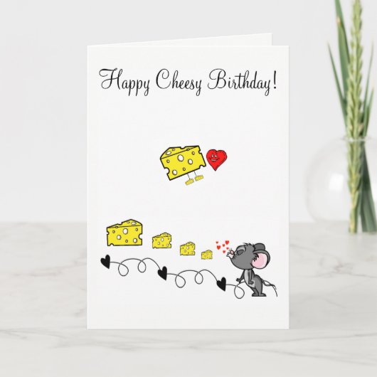 Wenskaart Cheesy Happy Birthday Mouse Kaart (Voorkant)