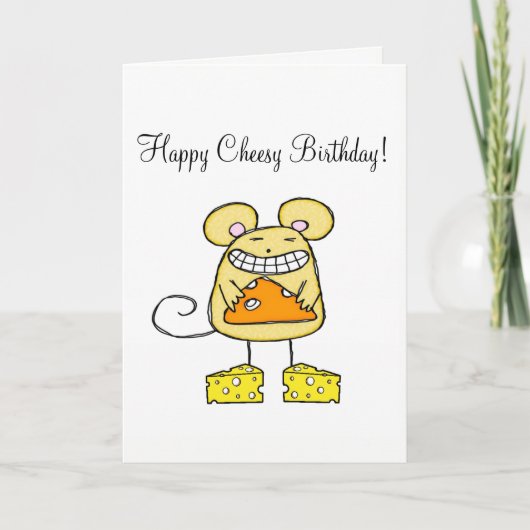 Wenskaart Cheesy Happy Birthday Mouse Kaart (Voorkant)