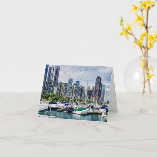 Wenskaart Chicago Harbour Kaart (Gele Bloem)