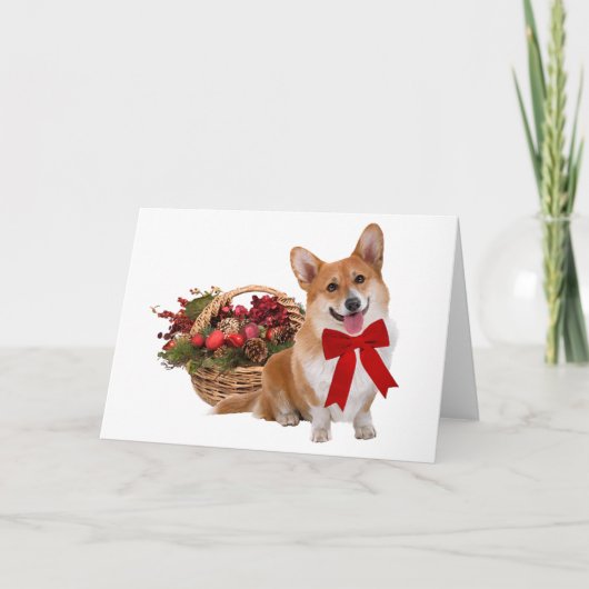 wenskaart "Christmas Corgi" Feestdagen Kaart (Voorkant)